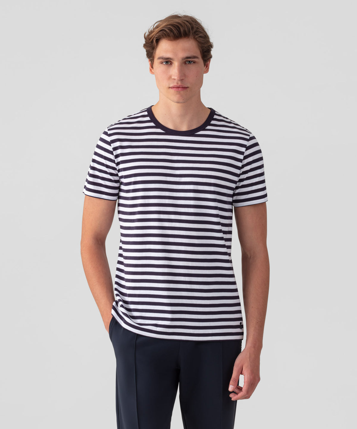 Crew Neck T-Shirt Eyelet Edition: Navy/White