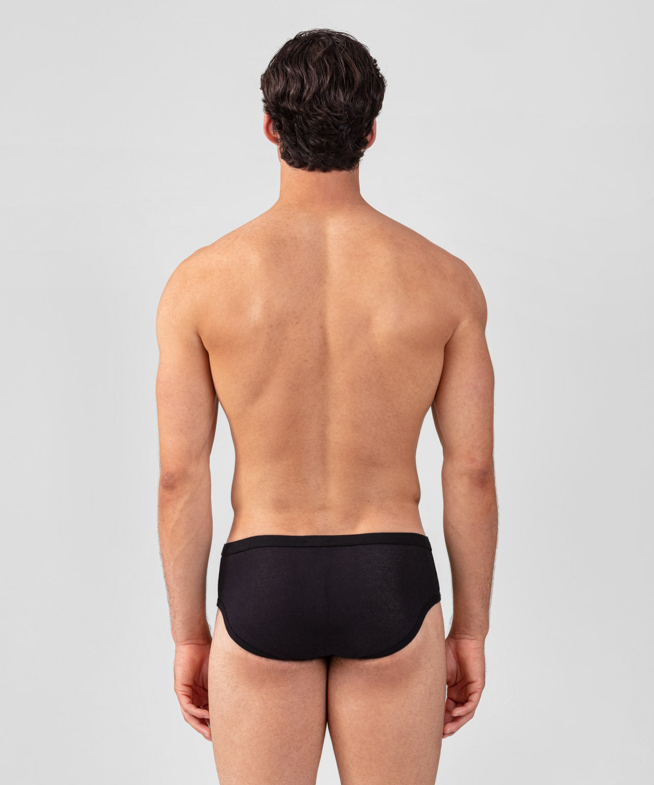 Cotton Mesh Y-Front Briefs: Black