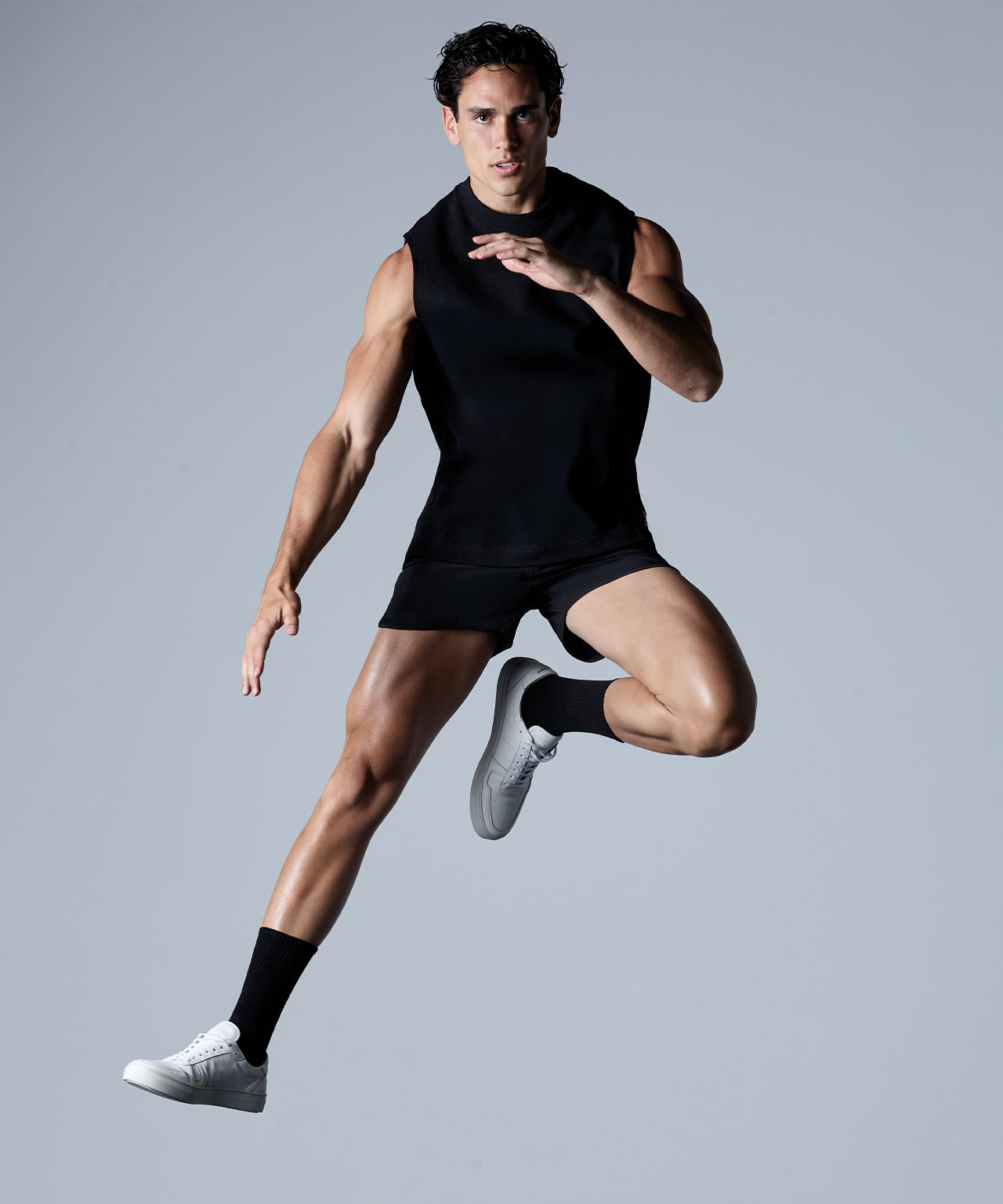 Light Cotton Sleeveless Sweatshirt: Black
