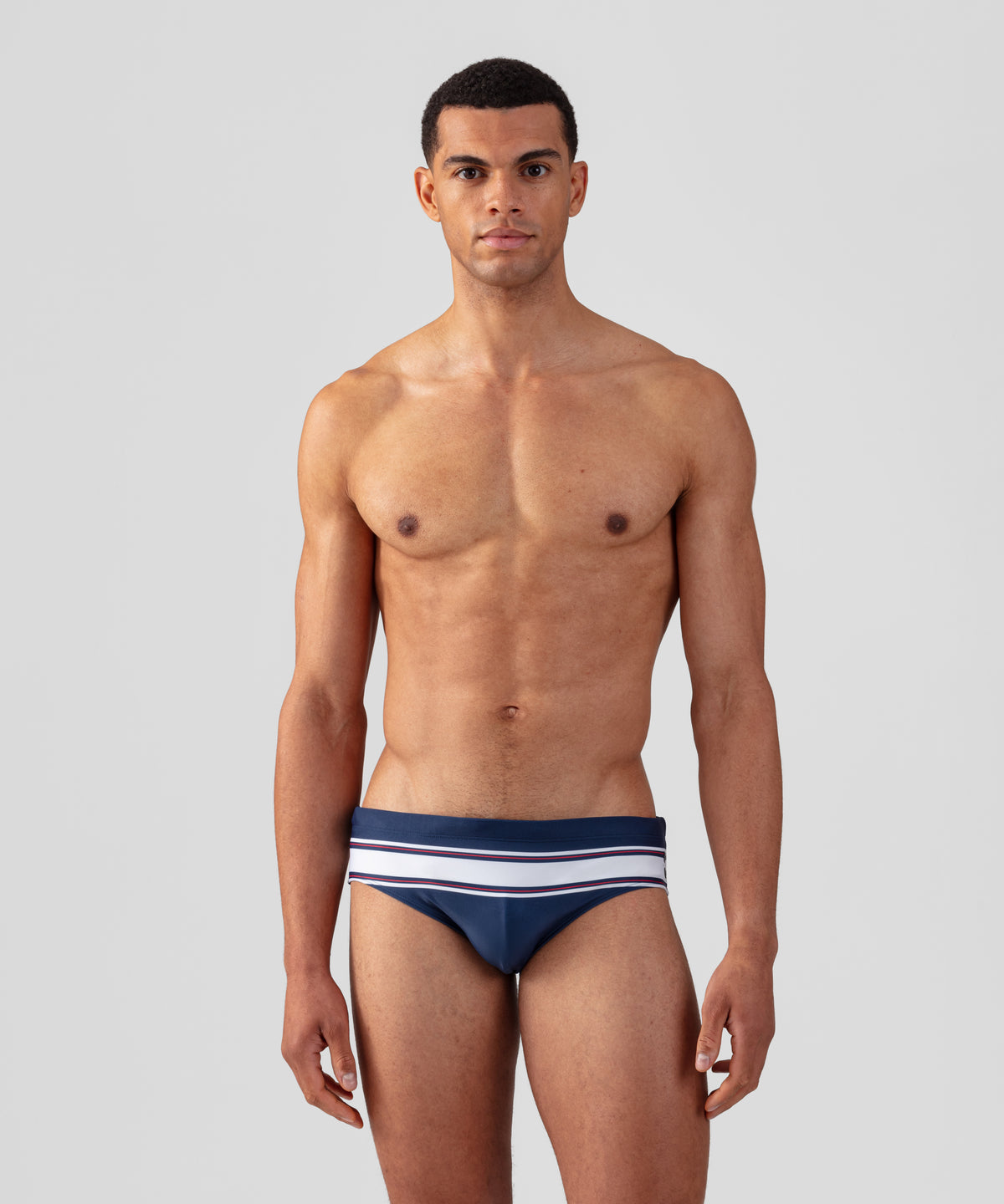 Swim Briefs Horizontal w. Stripes: Navy