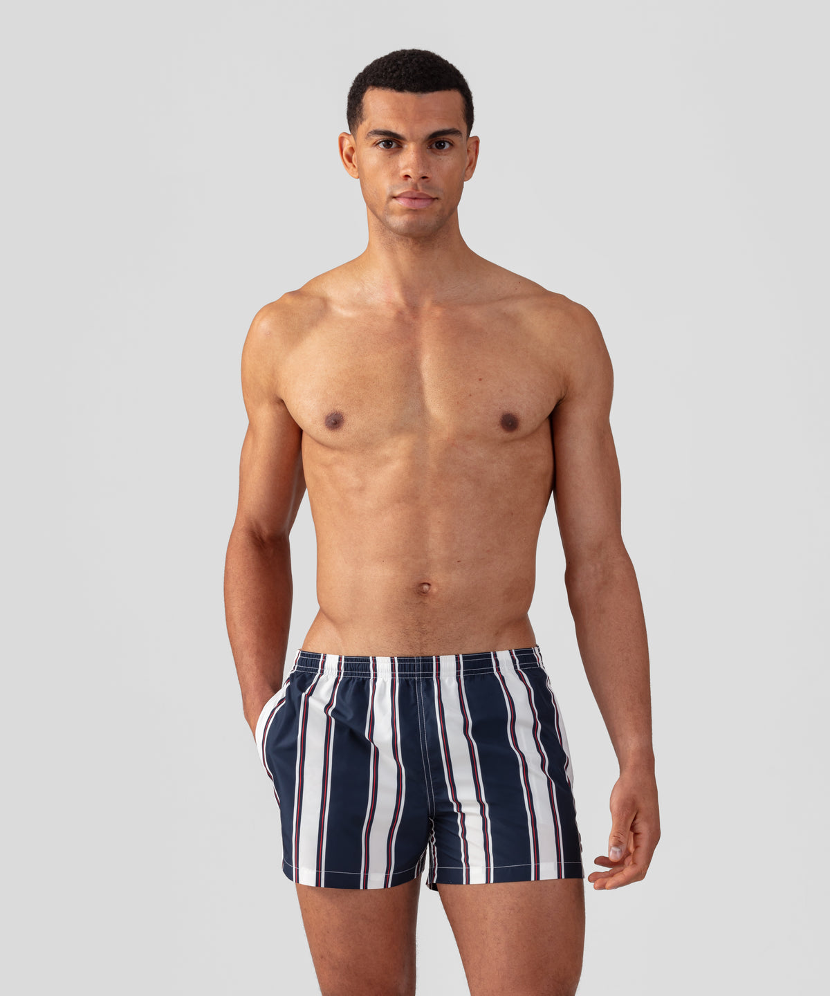 Swim Shorts w. Vertical Stripes: Navy