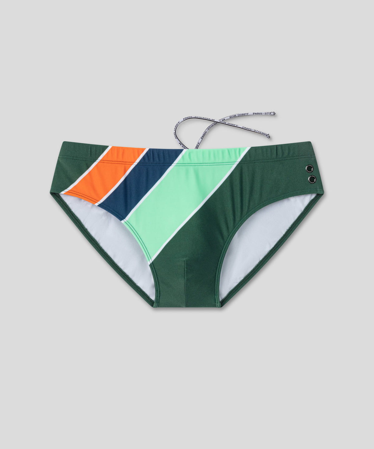 Swim Briefs w. Diagonal Retro Stripes: Cactus