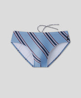 Swim Briefs w. Diagonal Stripes: Faded Denim