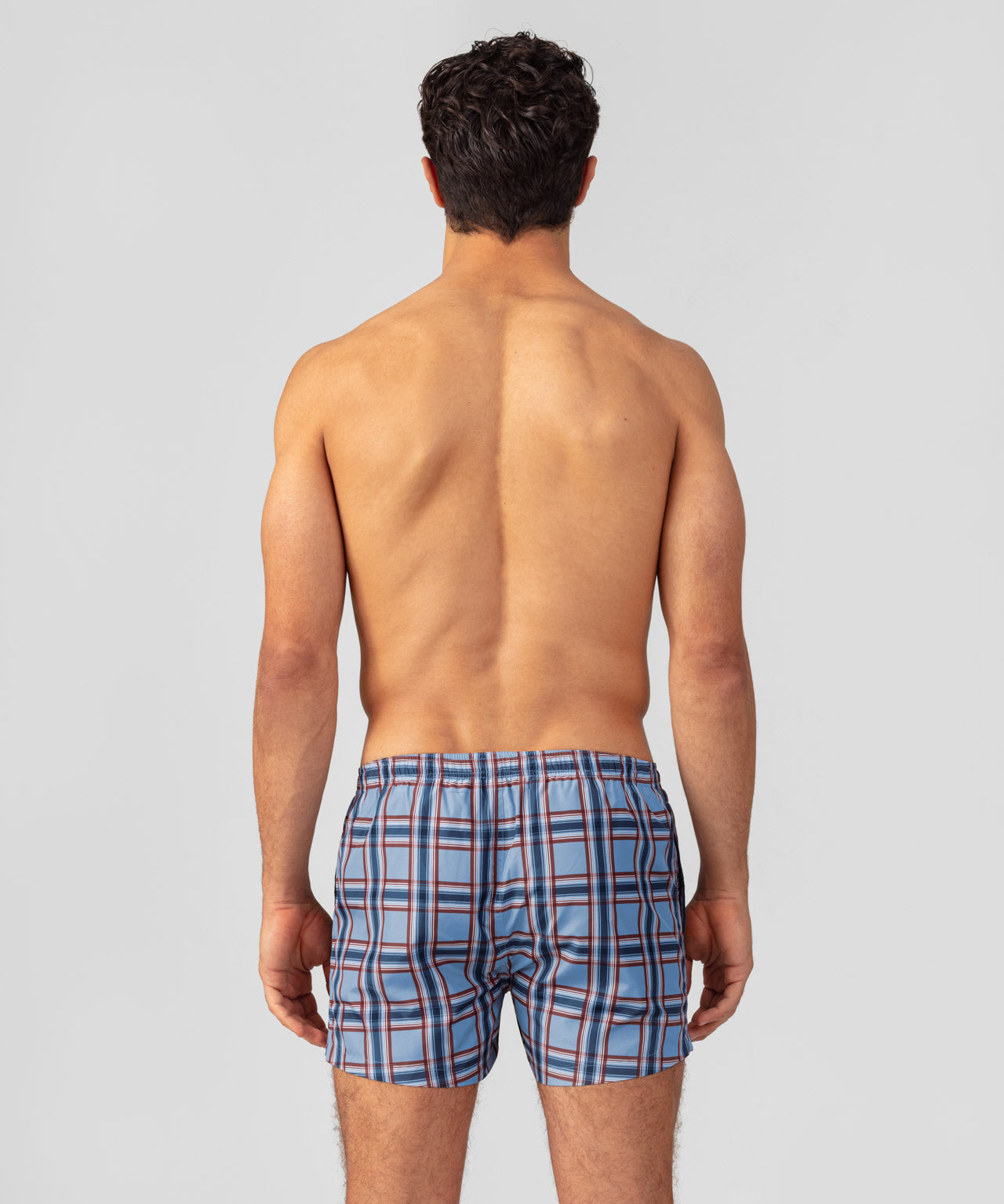 Swim Shorts w. Checkers: Faded Denim