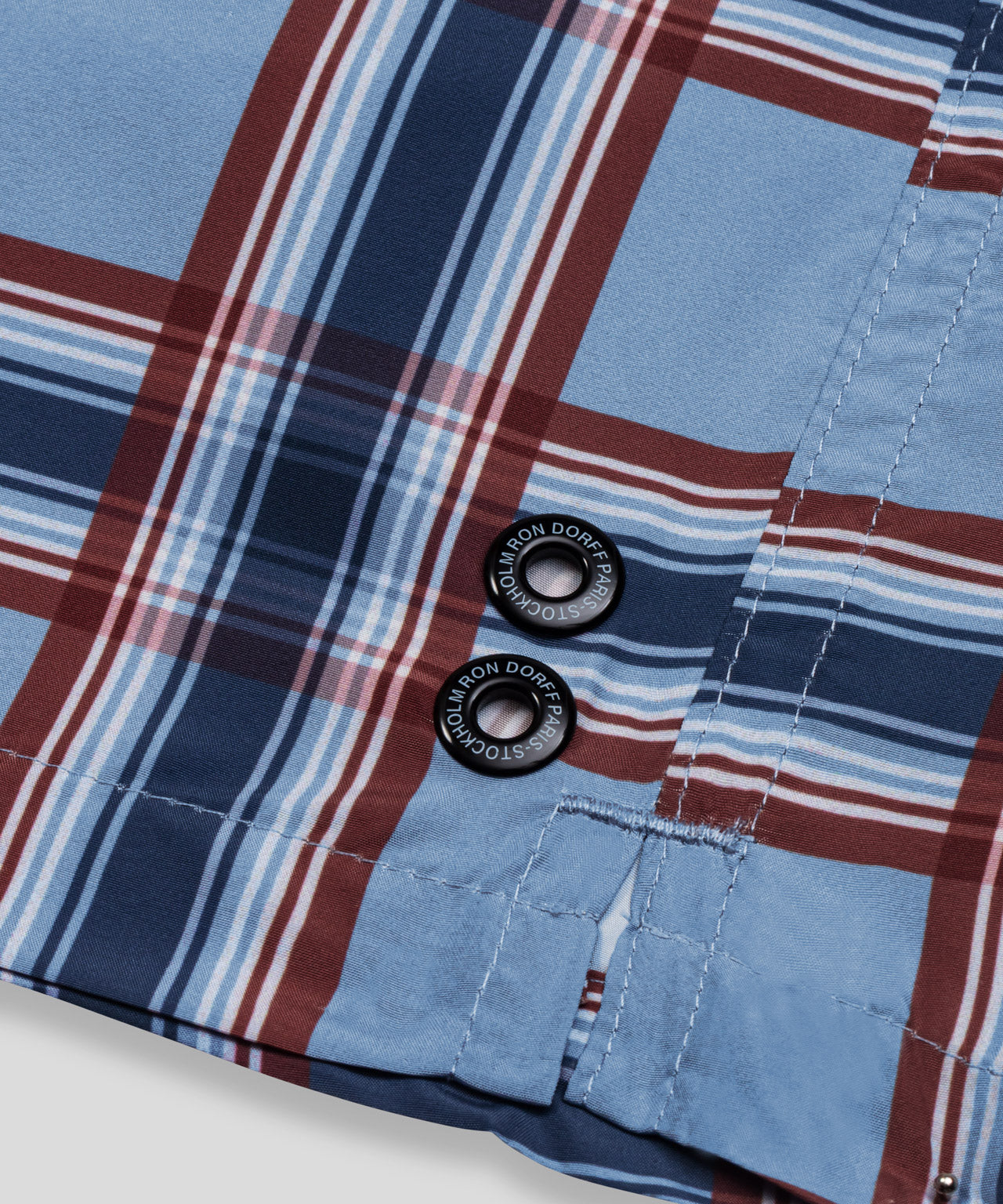 Swim Shorts w. Checkers: Faded Denim