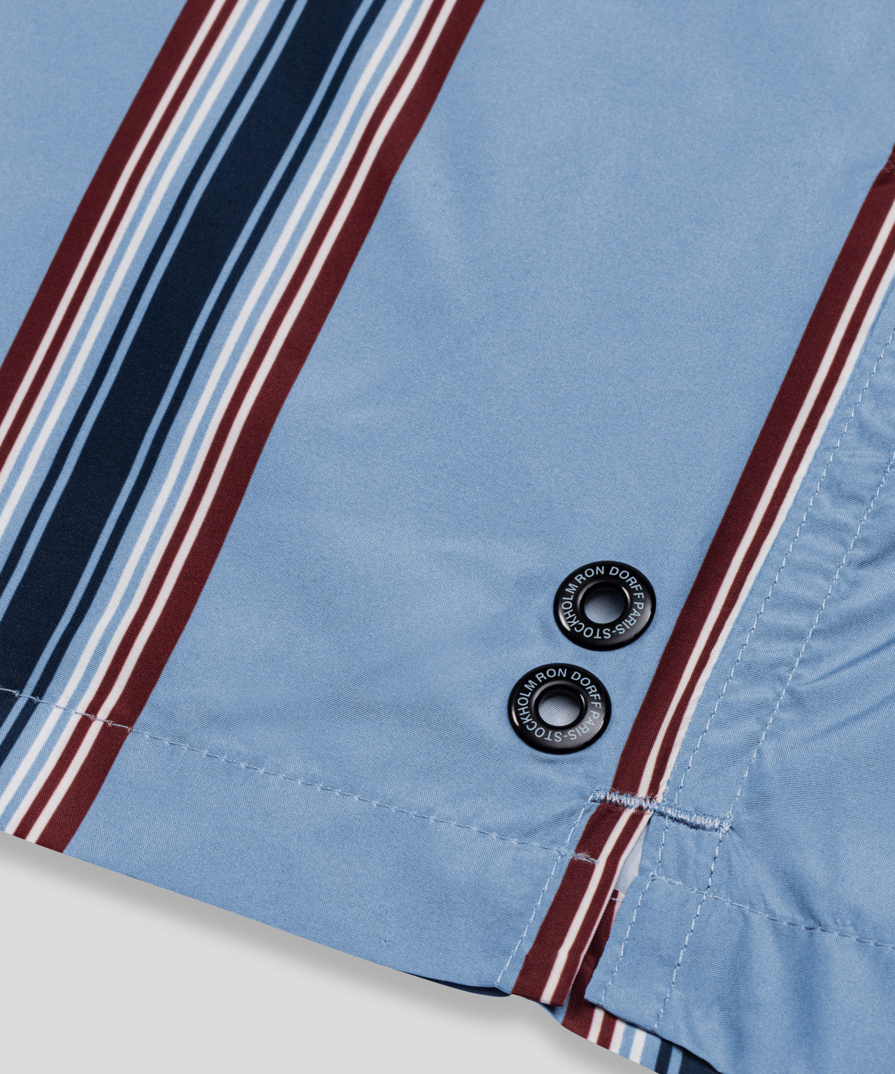 Swim Shorts w. Irregular Stripes: Faded Denim
