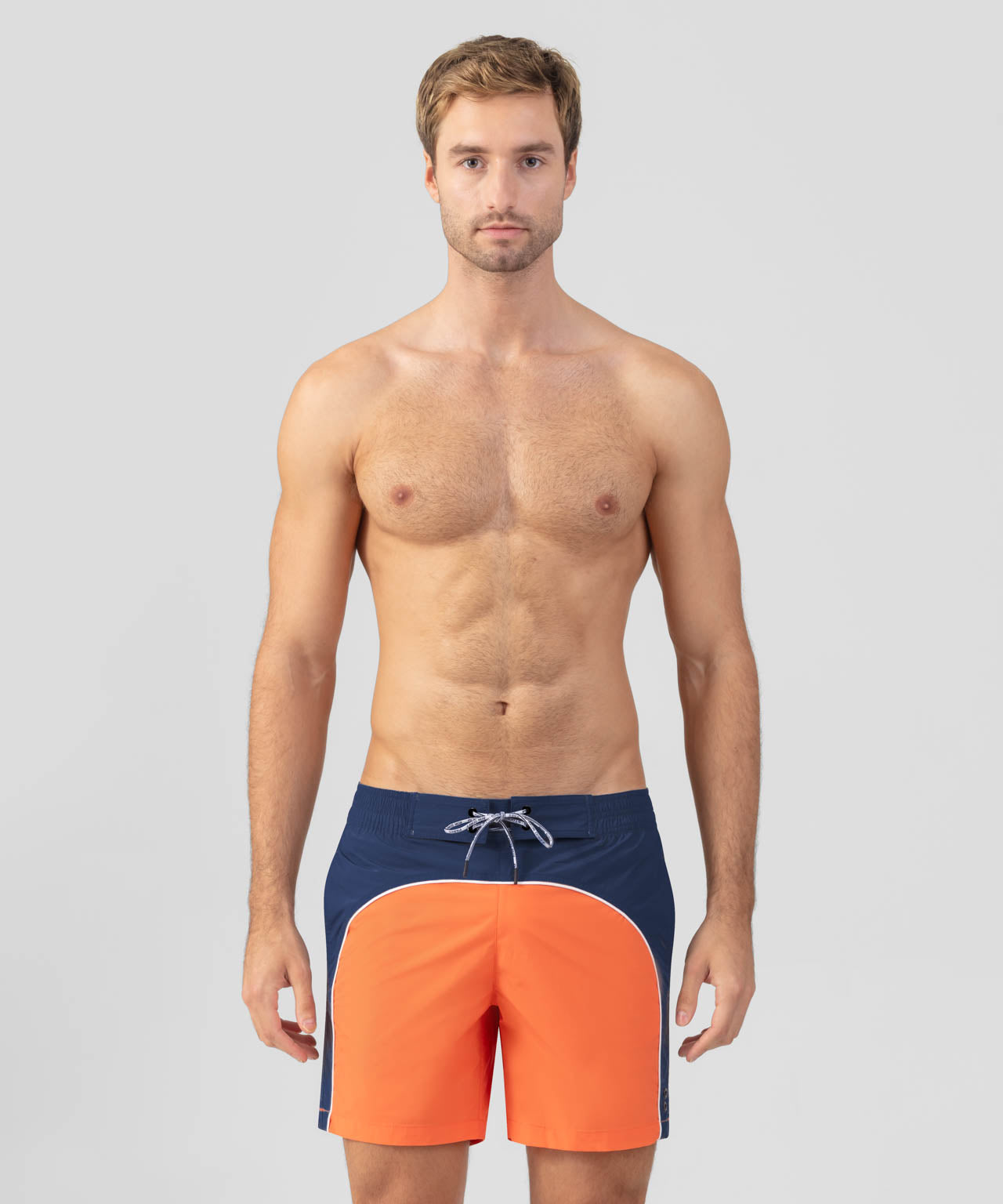 Board Shorts: Navy/Sunset Orange