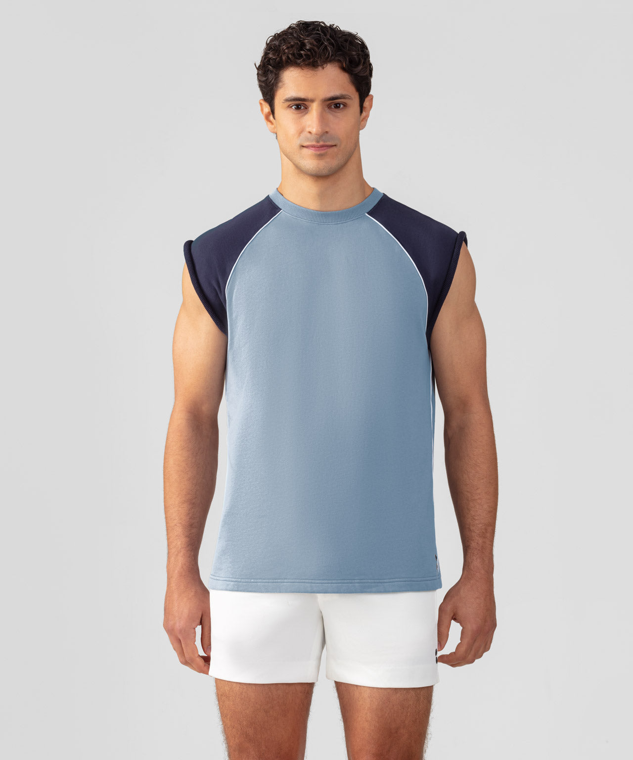Organic Cotton Sleeveless Sweatshirt: Faded Denim