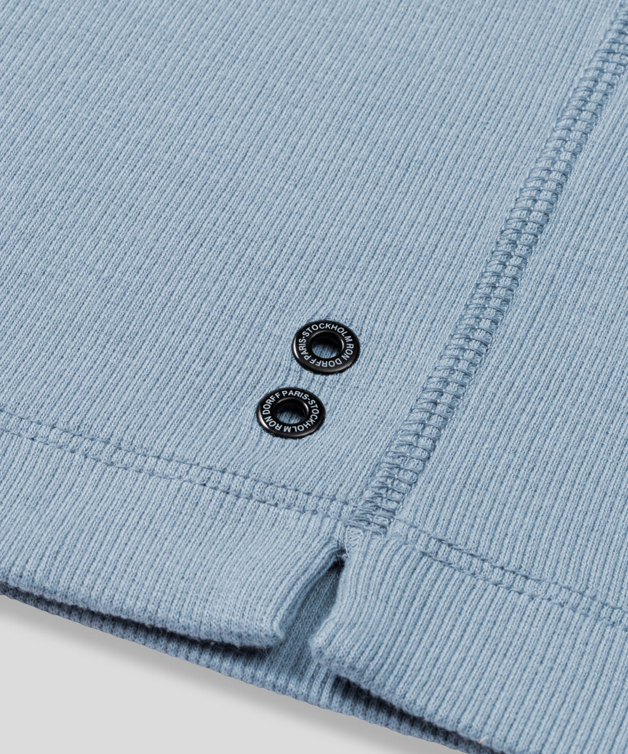 Ribbed Short-Sleeved Henley: Faded Denim