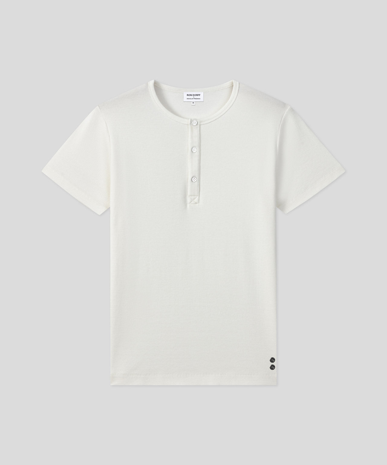 Ribbed Short-Sleeved Henley: Off White
