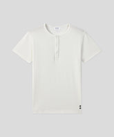 Ribbed Short-Sleeved Henley: Off White