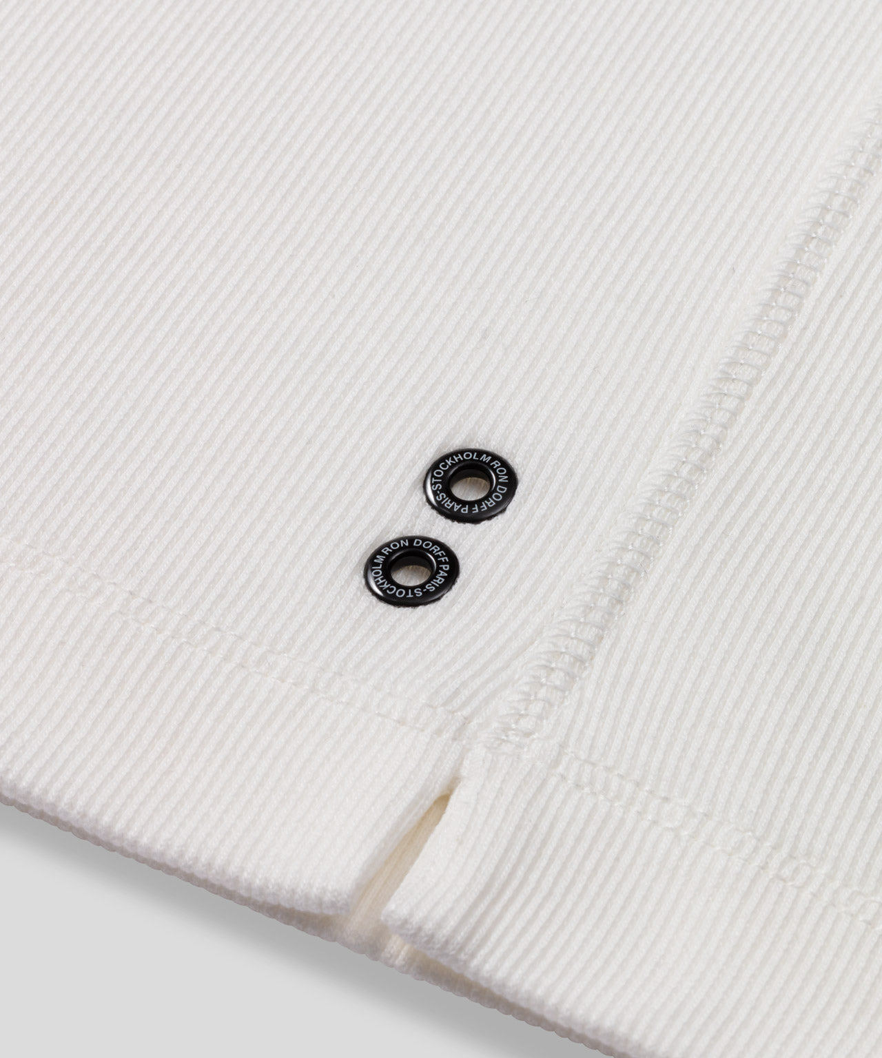 Ribbed Short-Sleeved Henley: Off White