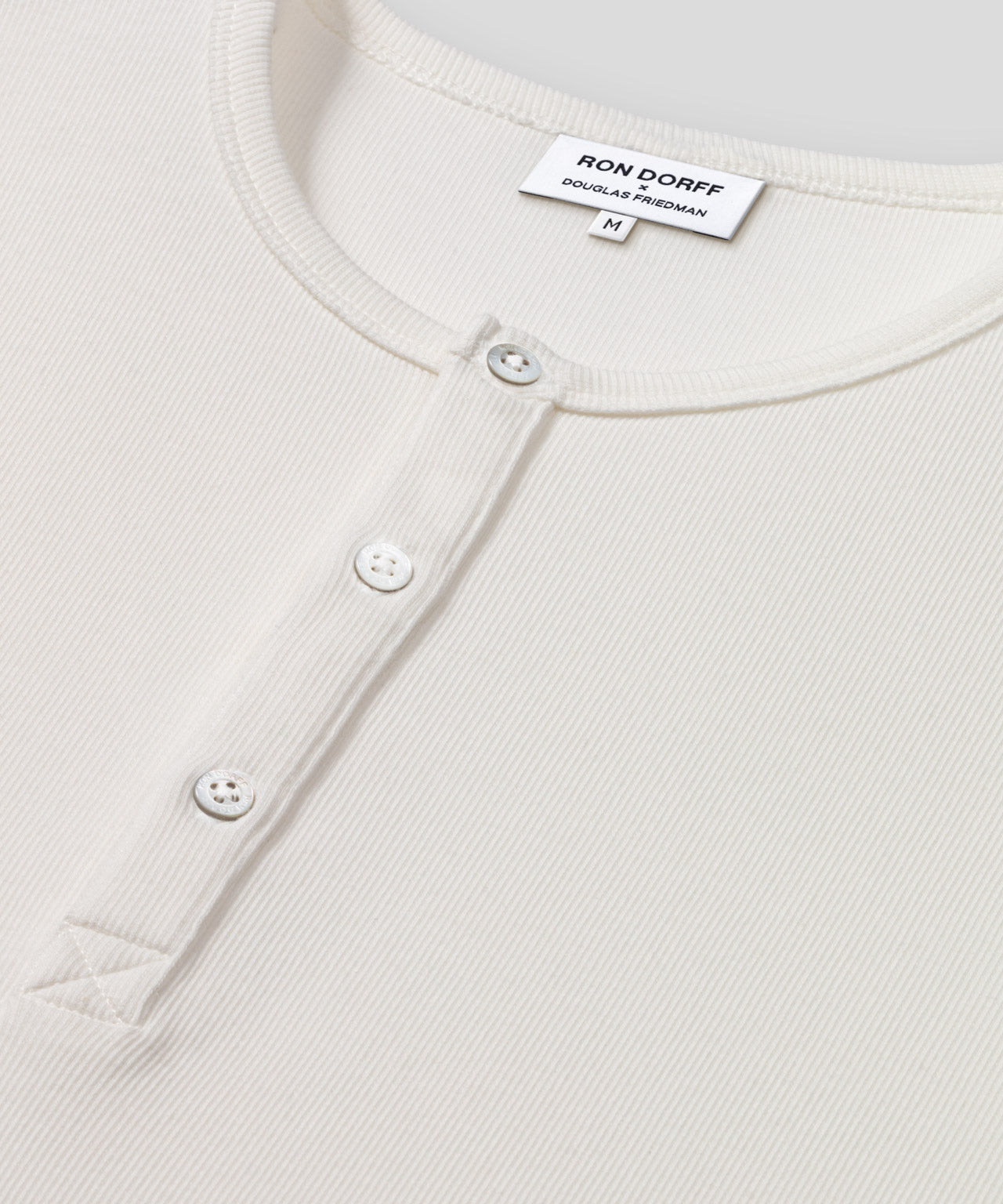 Ribbed Short-Sleeved Henley: Off White