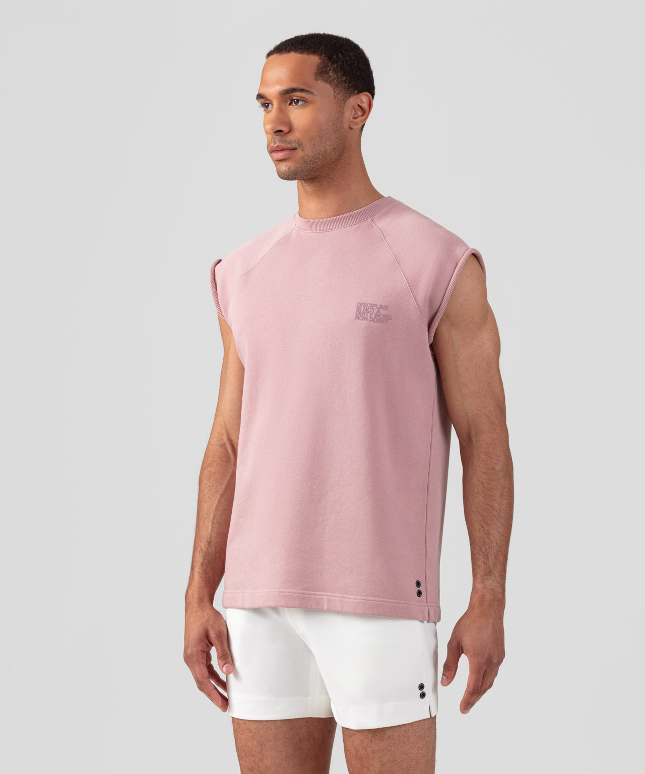 Organic Cotton Sleeveless Sweatshirt "DISCIPLINE": Woodrose