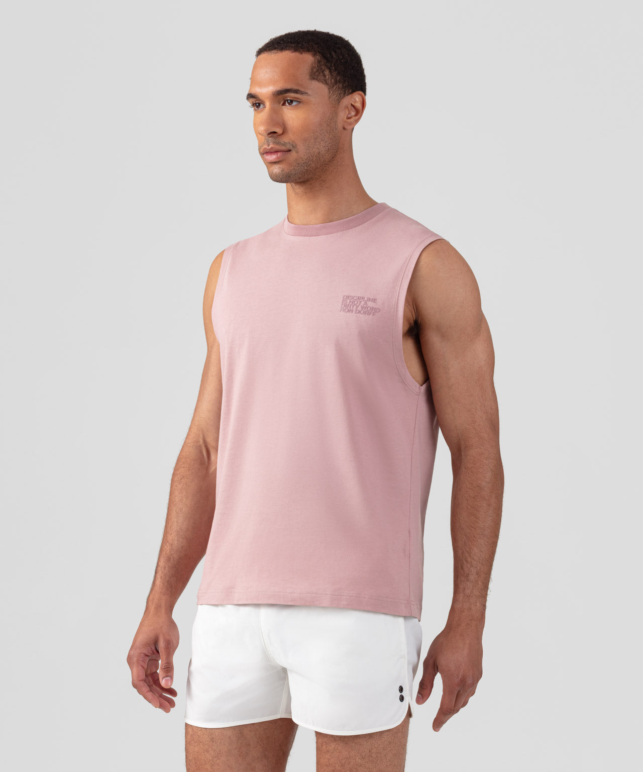 Organic Cotton Sleeveless T-Shirt Small Print "DISCIPLINE": Woodrose