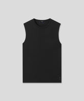 Cotton Mesh Sleeveless T-Shirt: Black