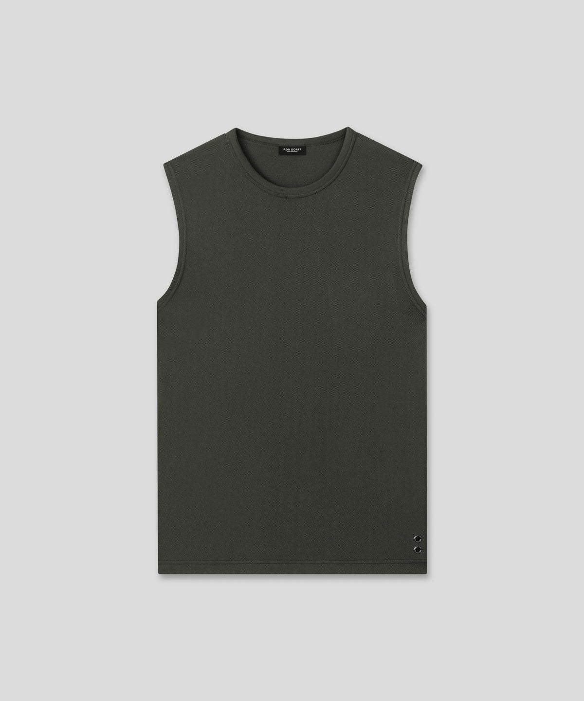 Cotton Mesh Sleeveless T-Shirt: Dark Khaki