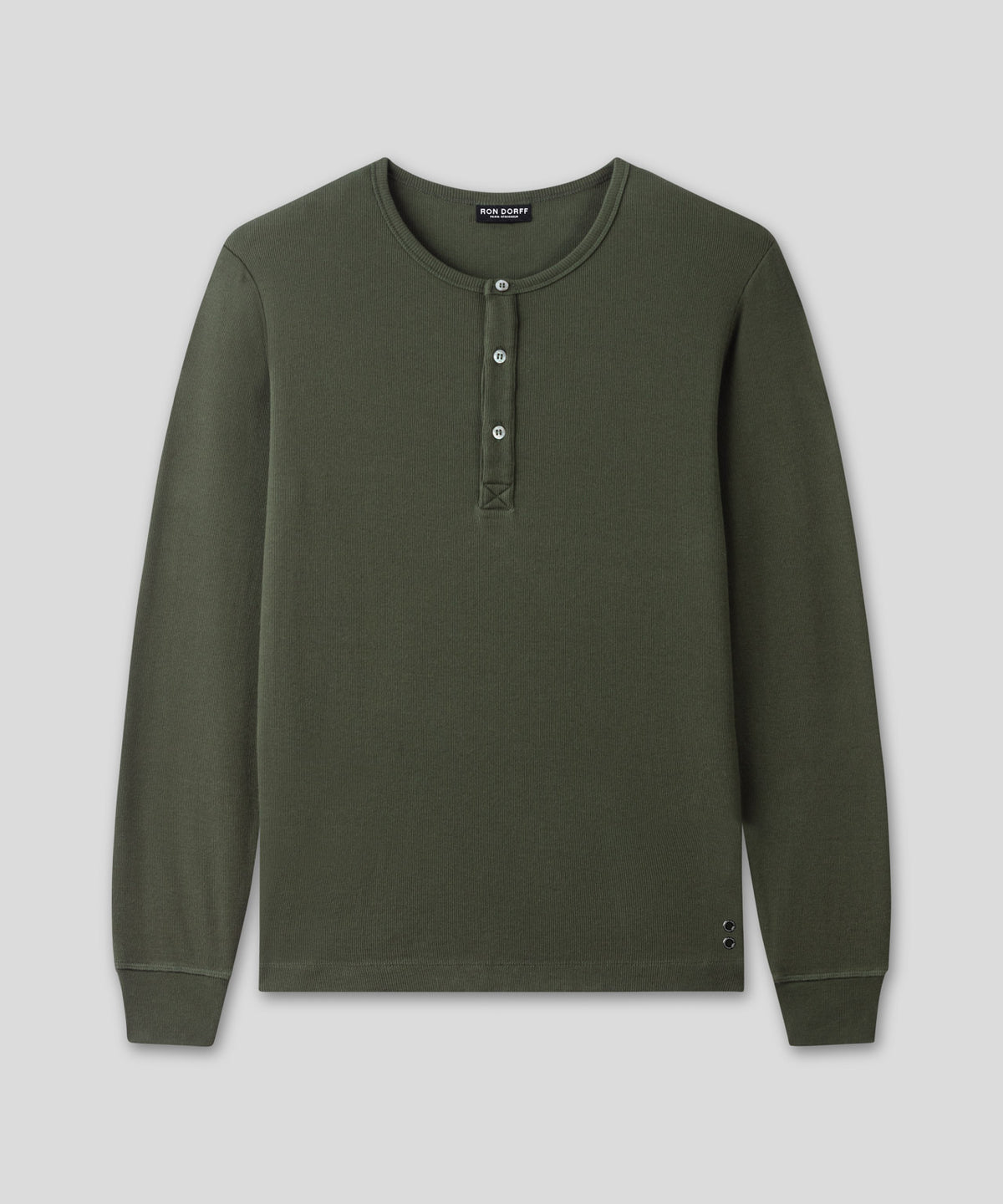 Army Ribbed Henley T-Shirt: Military Green