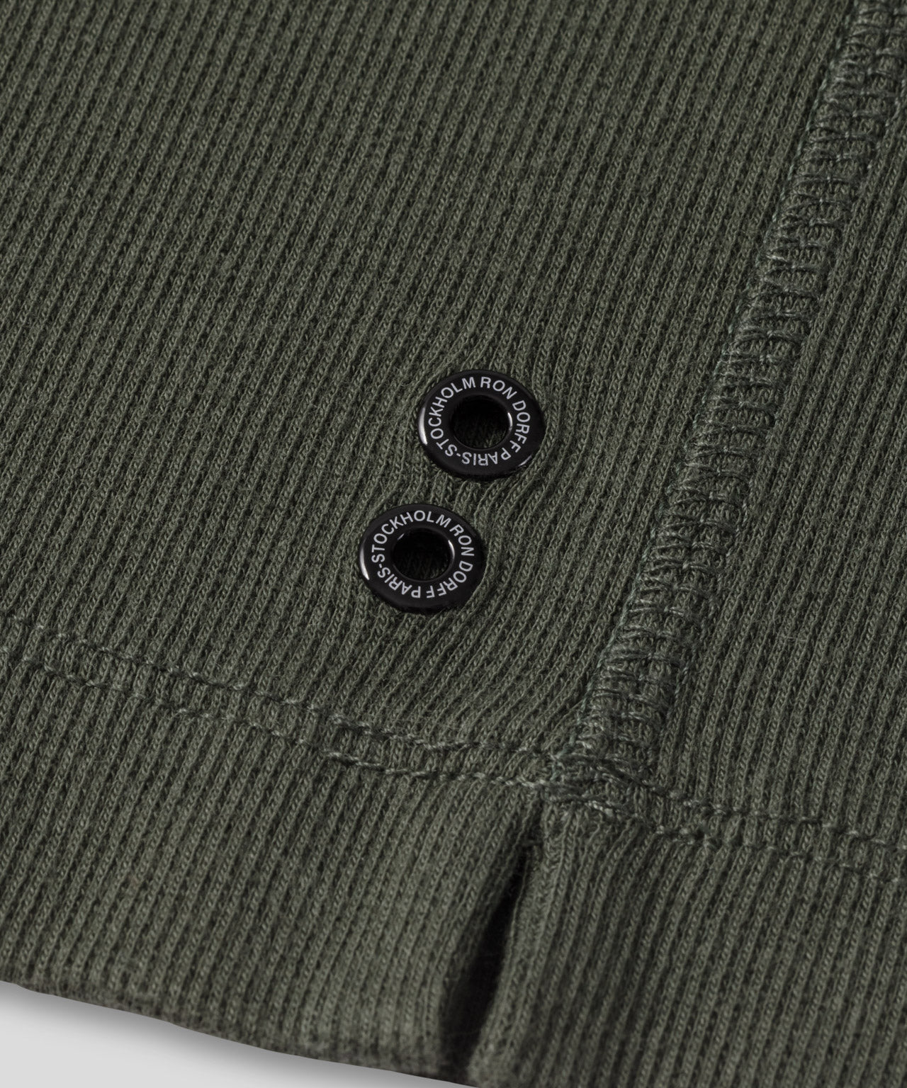Army Ribbed Henley T-Shirt: Military Green