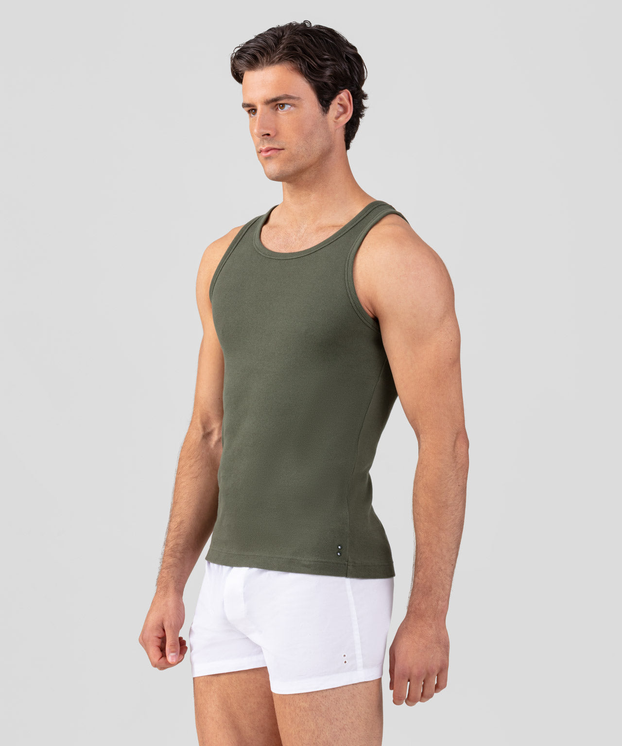 Army Ribbed Tank Top: Military Green