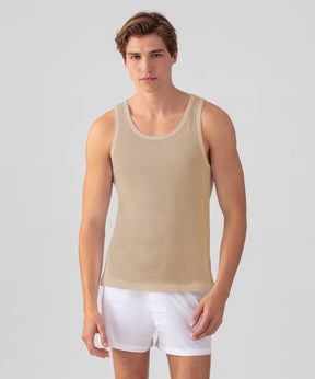 Cotton Mesh Tank Top: Nude