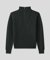 Ribbed Wool Half Zip Sweater: Dark Khaki