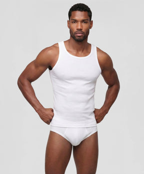 Army Ribbed Tank Top: White