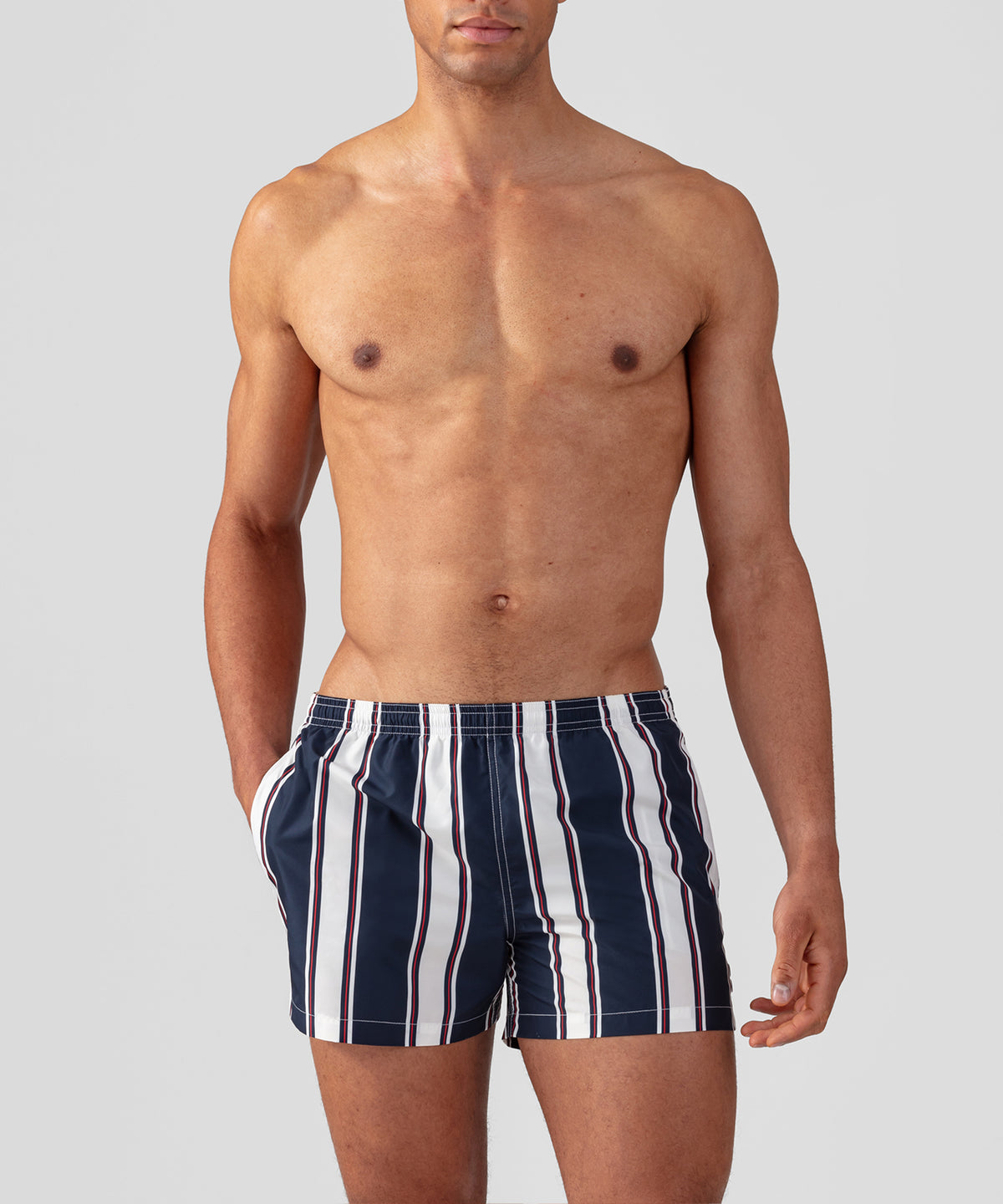 Swim Shorts w. Vertical Stripes: Navy