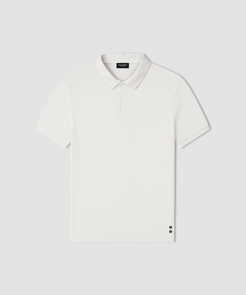 Cotton Mesh RD Polo: Off White