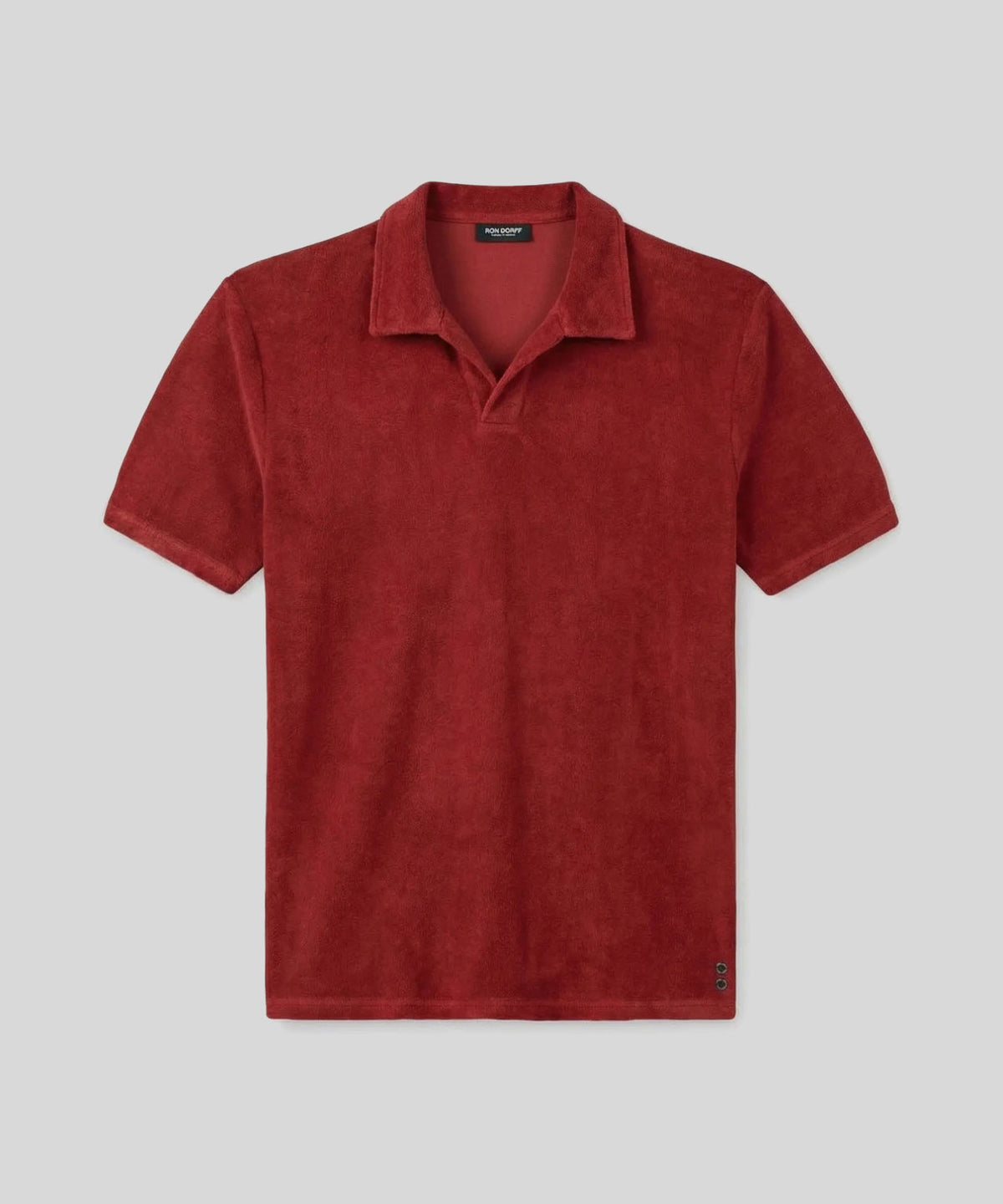 Cotton Terry V Neck Polo: Red