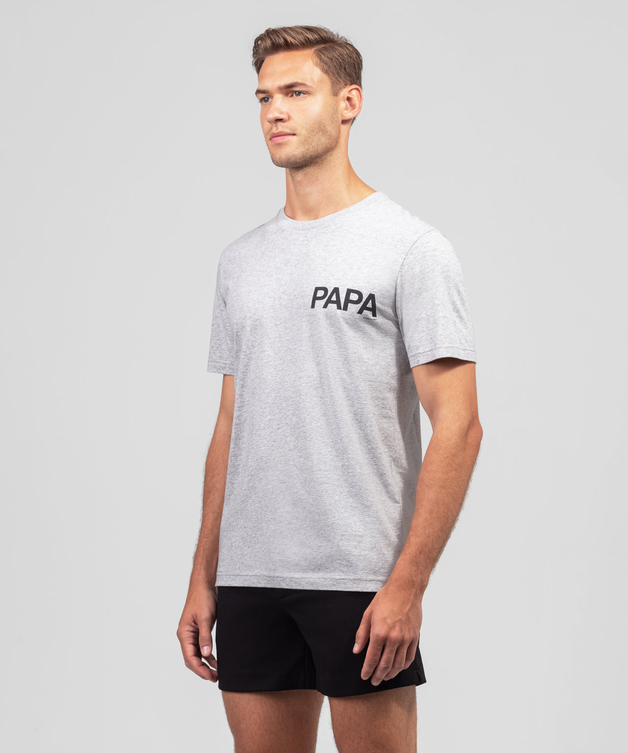 Organic Cotton T-Shirt "PAPA" : Grey Melange