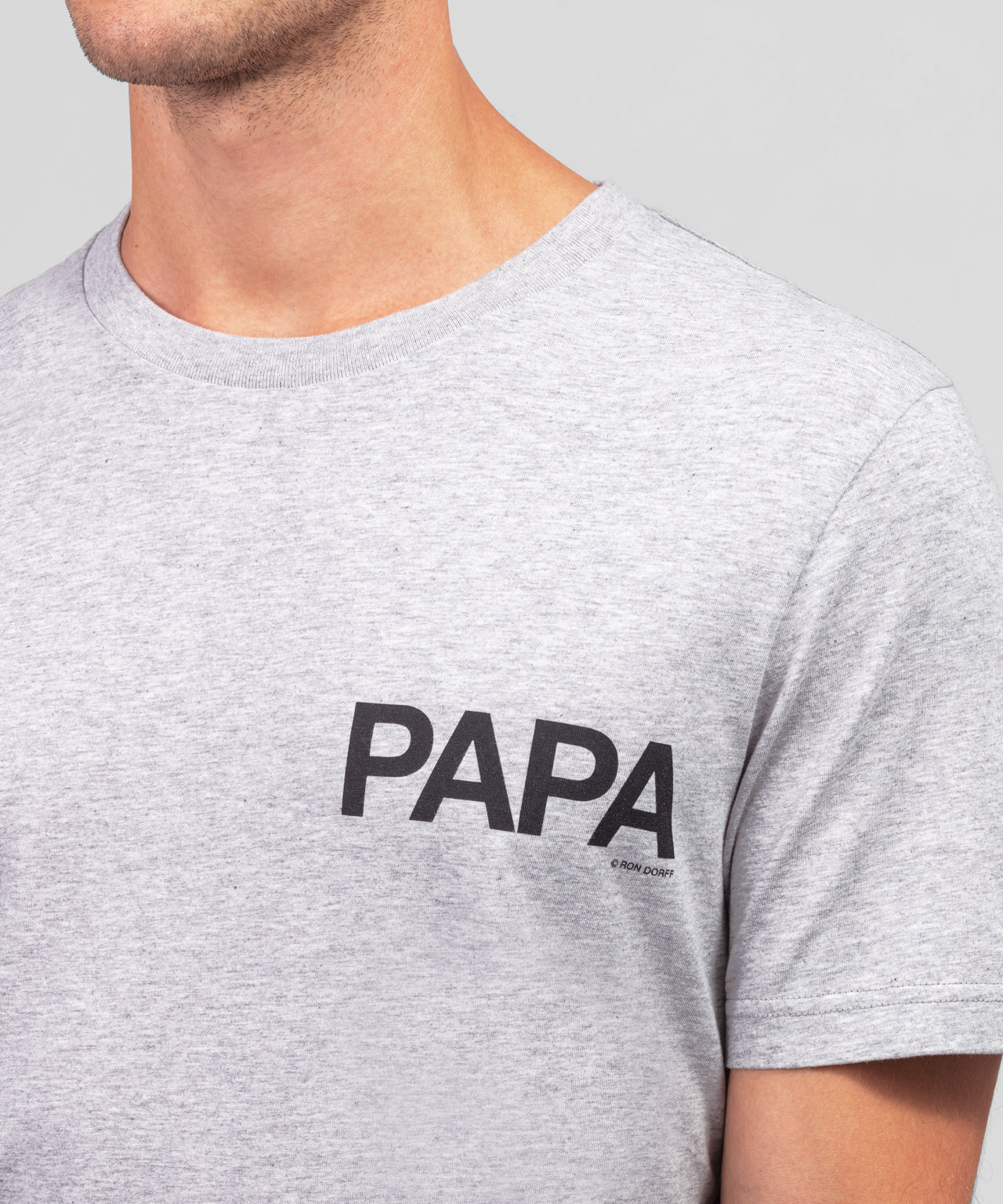 Organic Cotton T-Shirt "PAPA" : Grey Melange