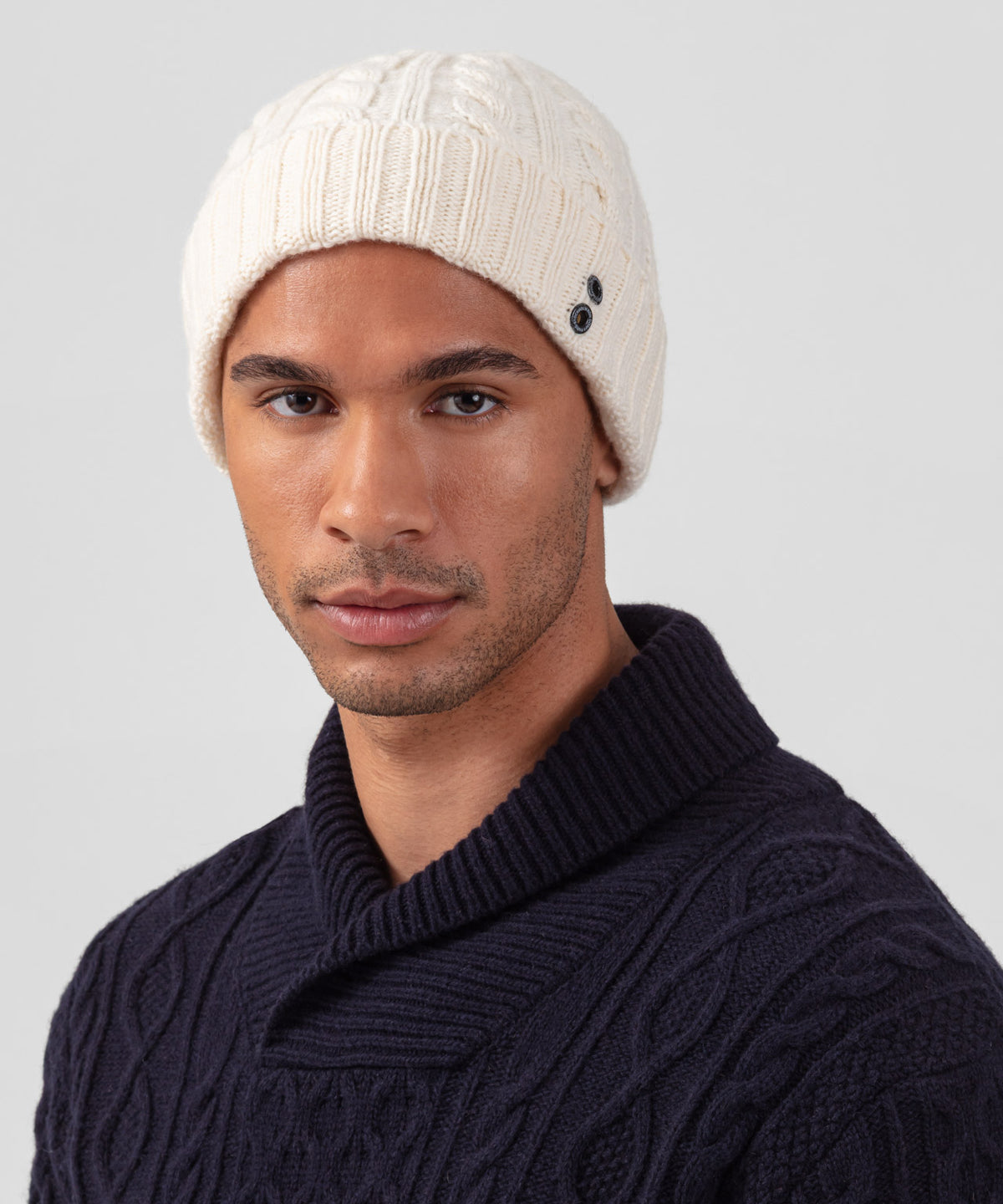 Wool Cashmere Telemark Beanie: Off White