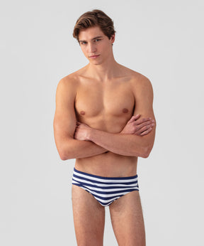 Swim Briefs Horizontal Stripes: Navy/White
