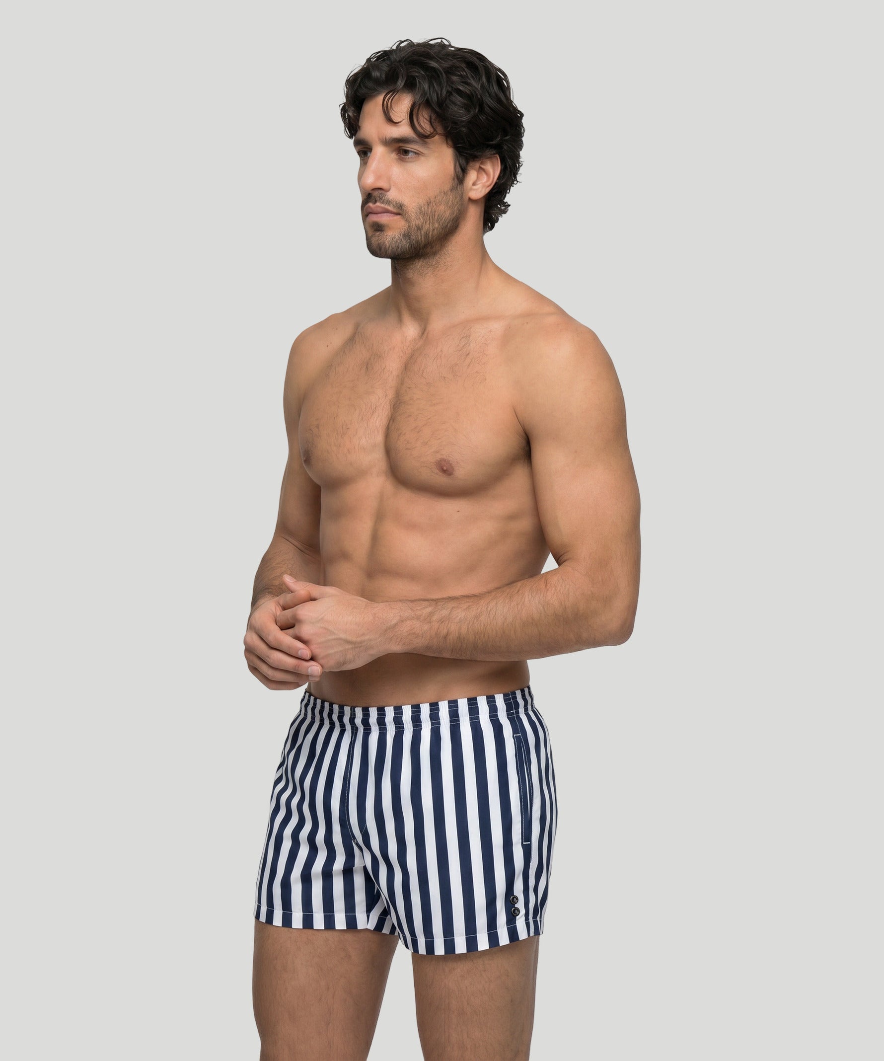 Swim Shorts Vertical Stripes: Navy/White