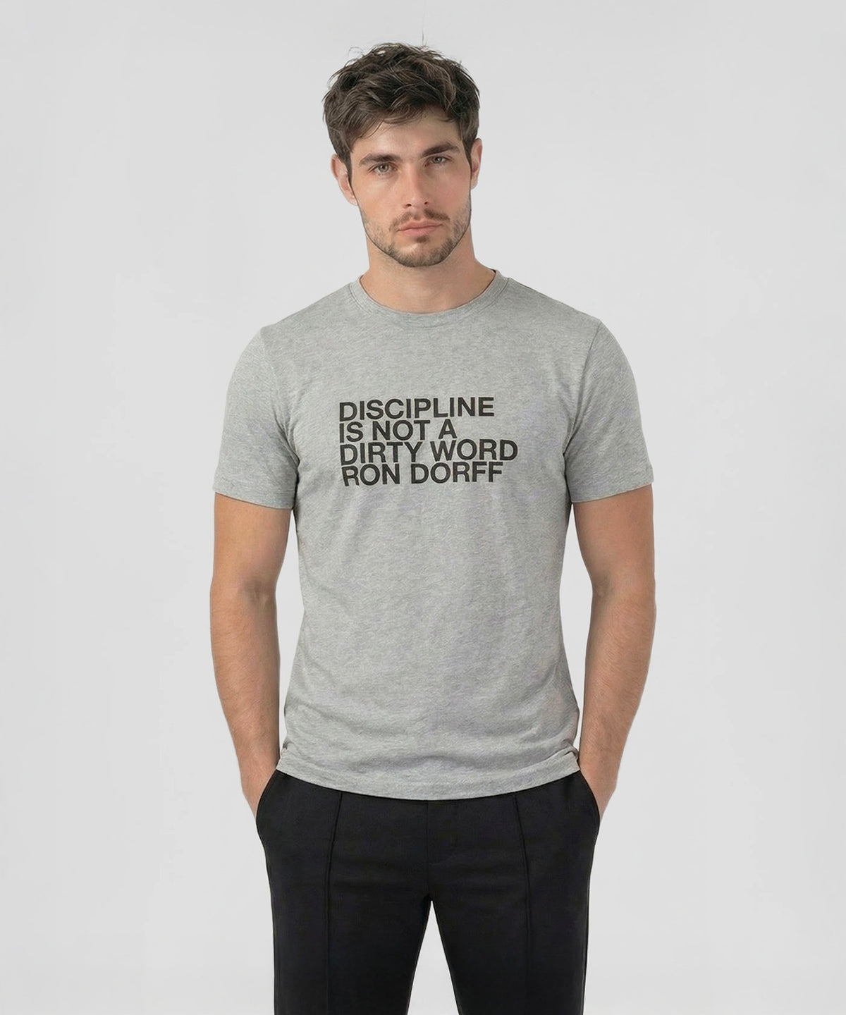 Organic Cotton T-Shirt "DISCIPLINE": Grey Melange
