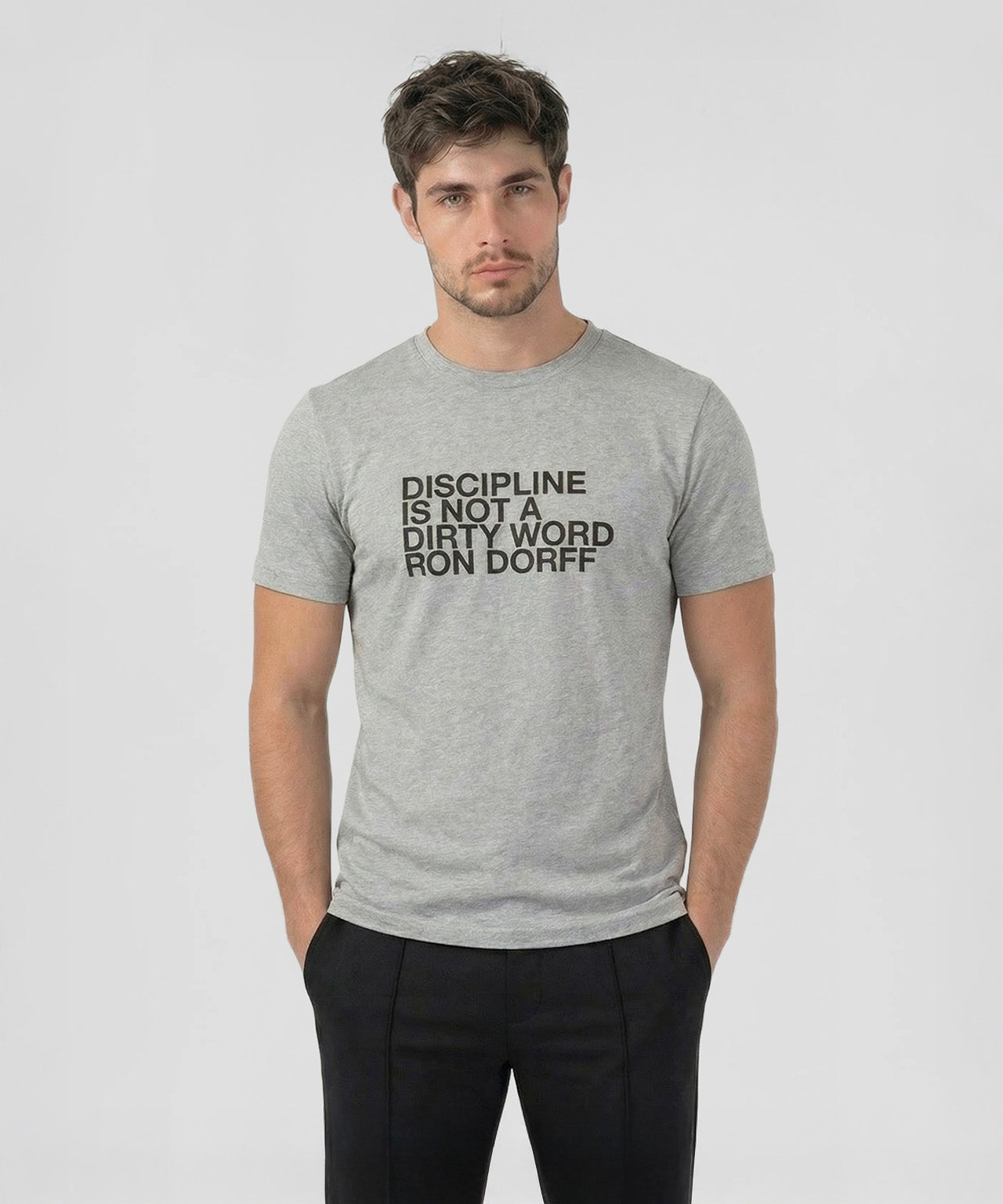 Organic Cotton T-Shirt "DISCIPLINE": Grey Melange