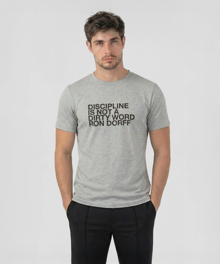 Organic Cotton T-Shirt "DISCIPLINE": Grey Melange