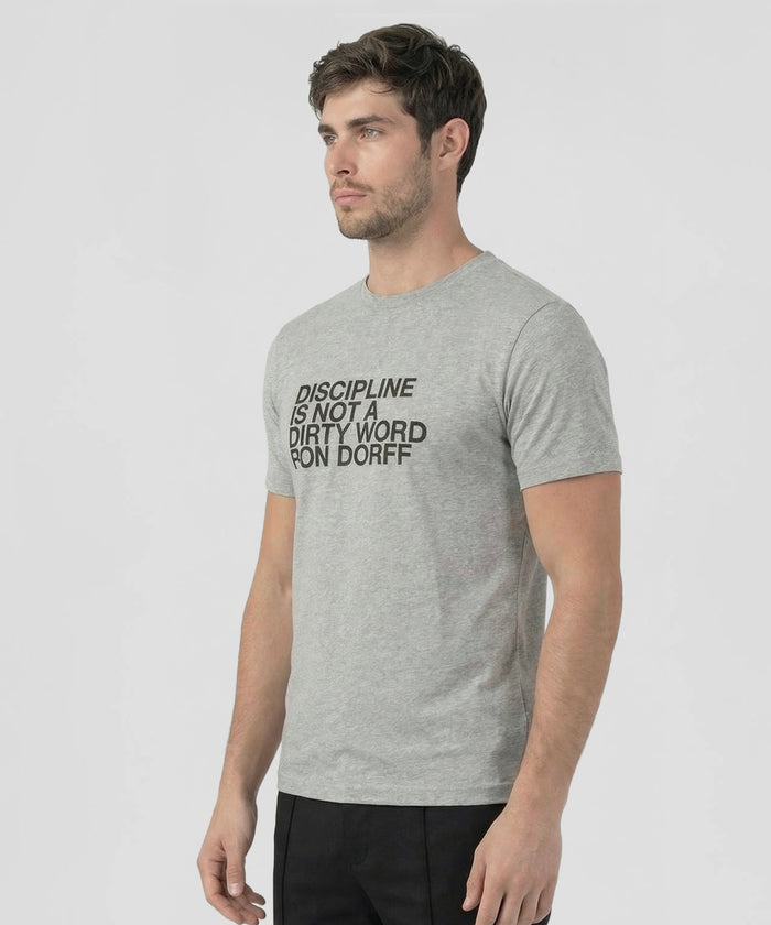 Organic Cotton T-Shirt "DISCIPLINE": Grey Melange