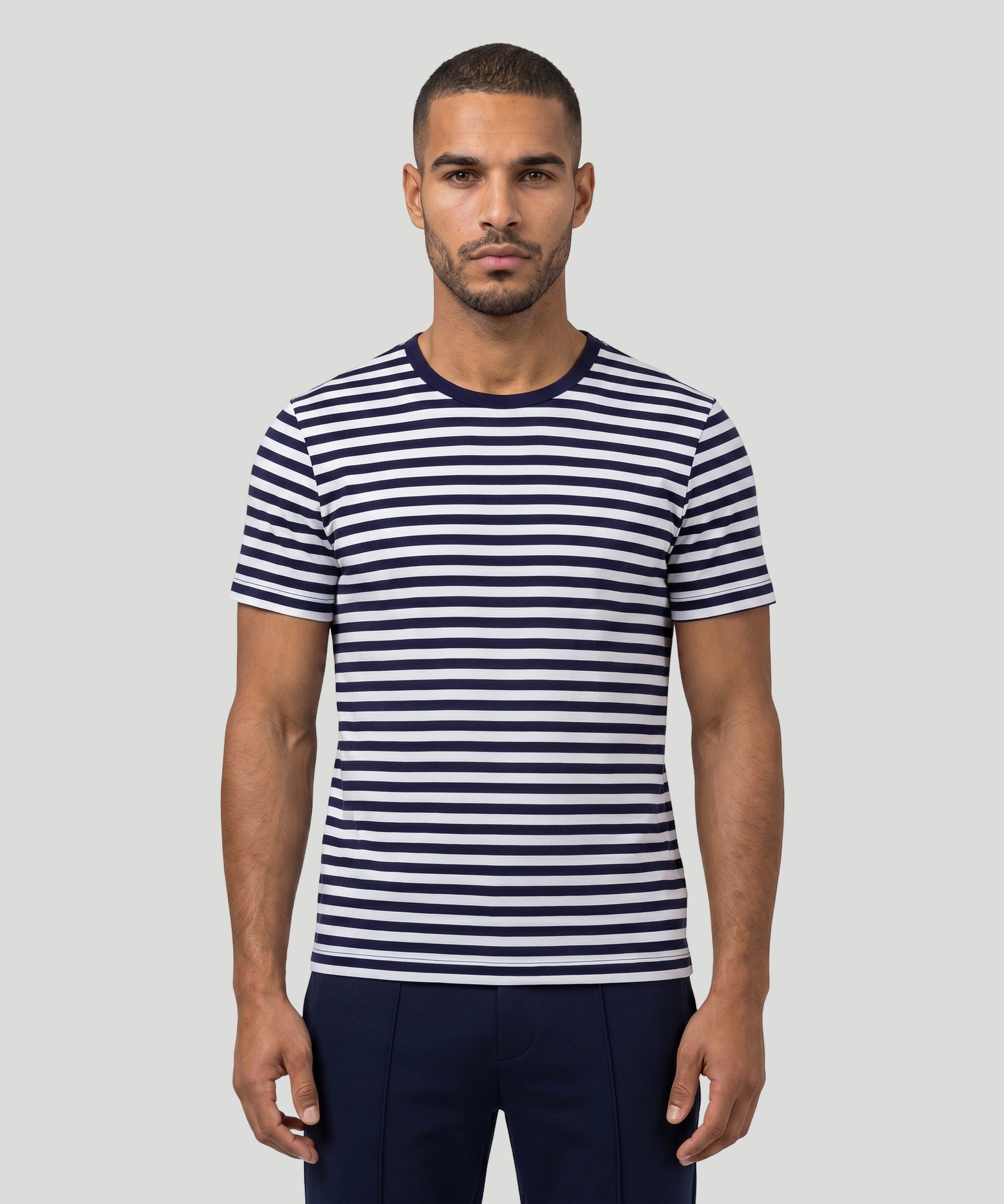 Crew Neck T-Shirt Eyelet Edition: Navy/White