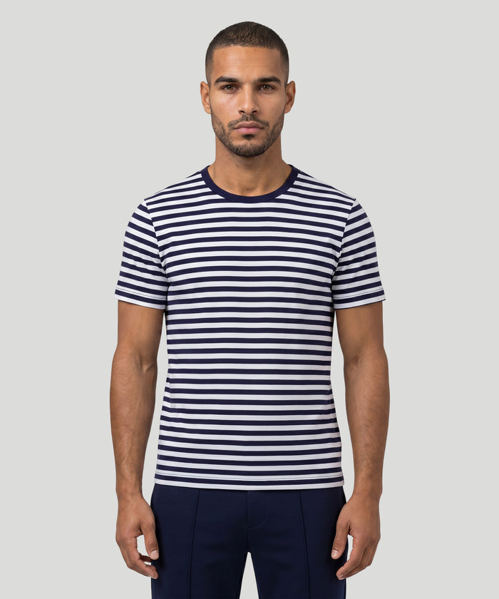 Crew Neck T-Shirt Eyelet Edition: Navy/White