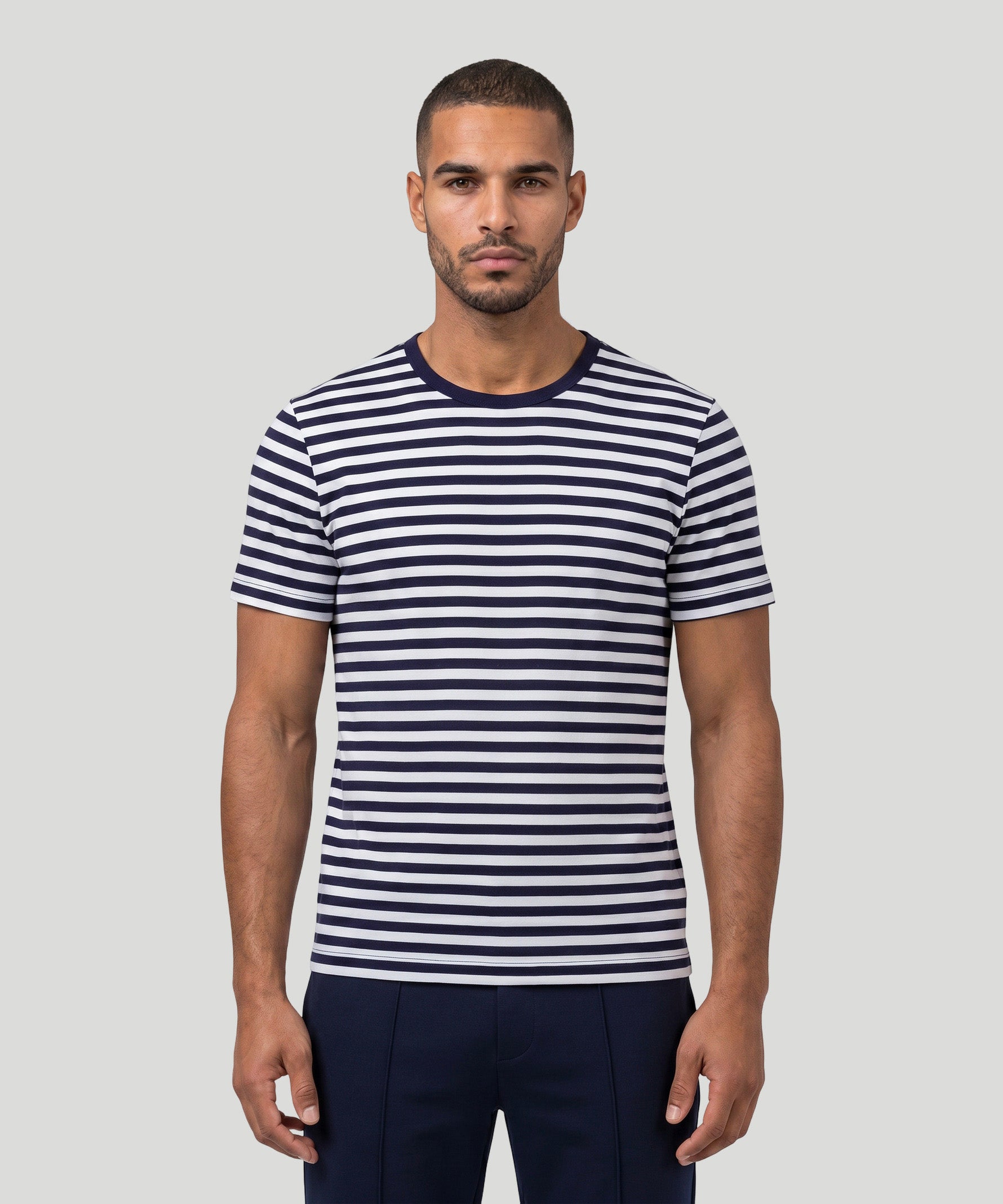 Crew Neck T-Shirt Eyelet Edition: Navy/White