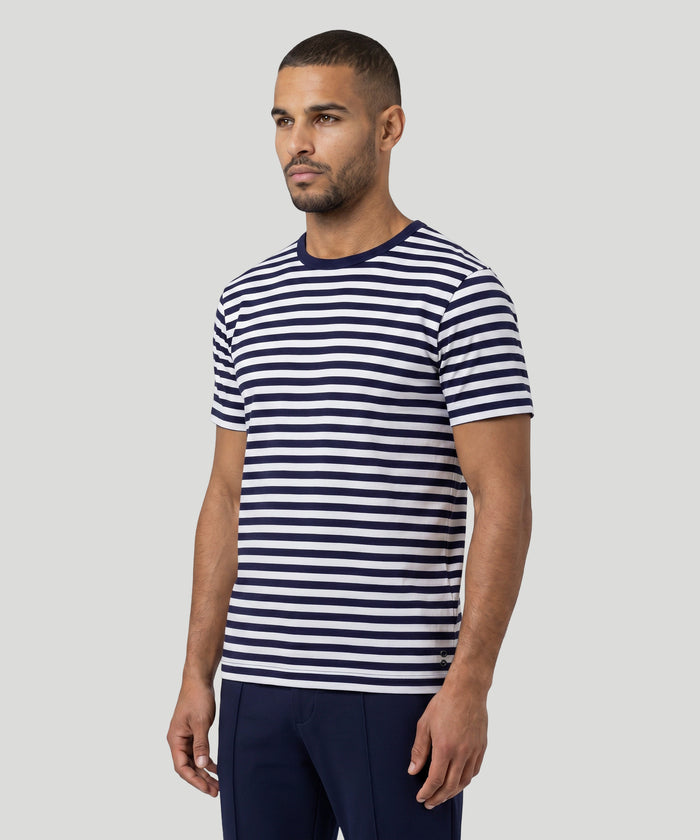 Crew Neck T-Shirt Eyelet Edition: Navy/White