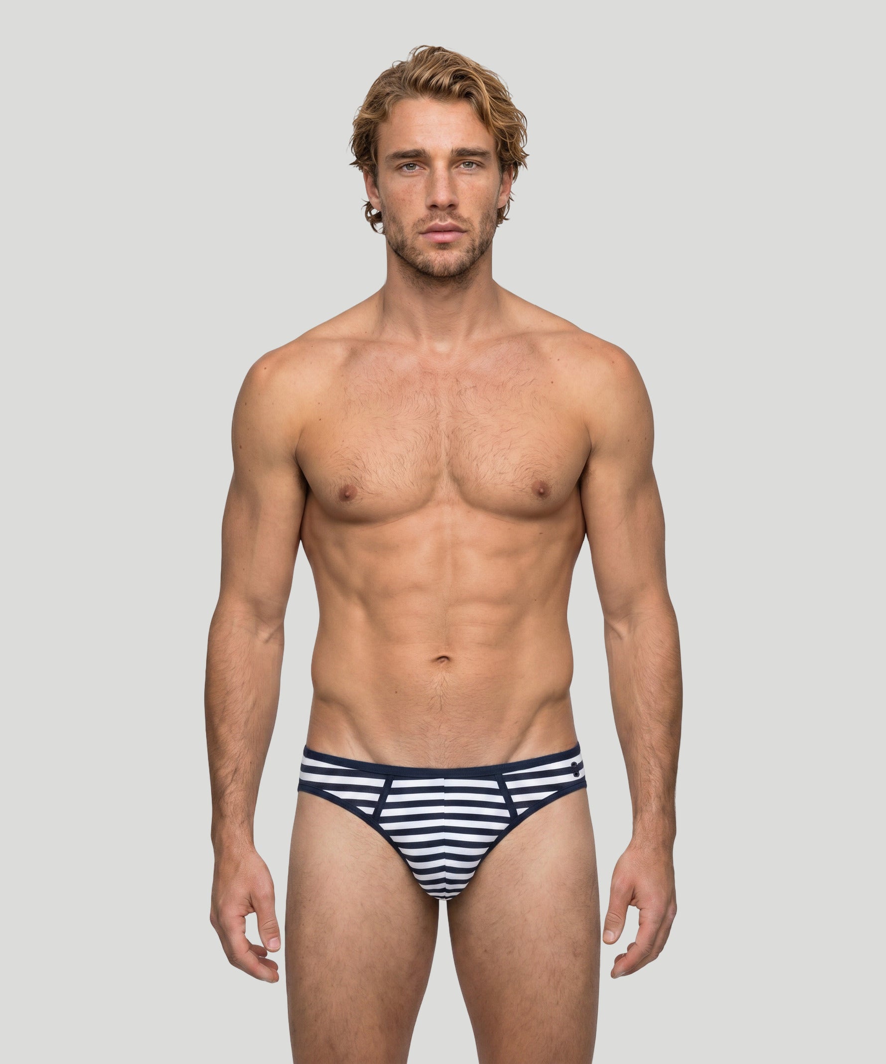 Slim Y-Front Briefs: Navy/White