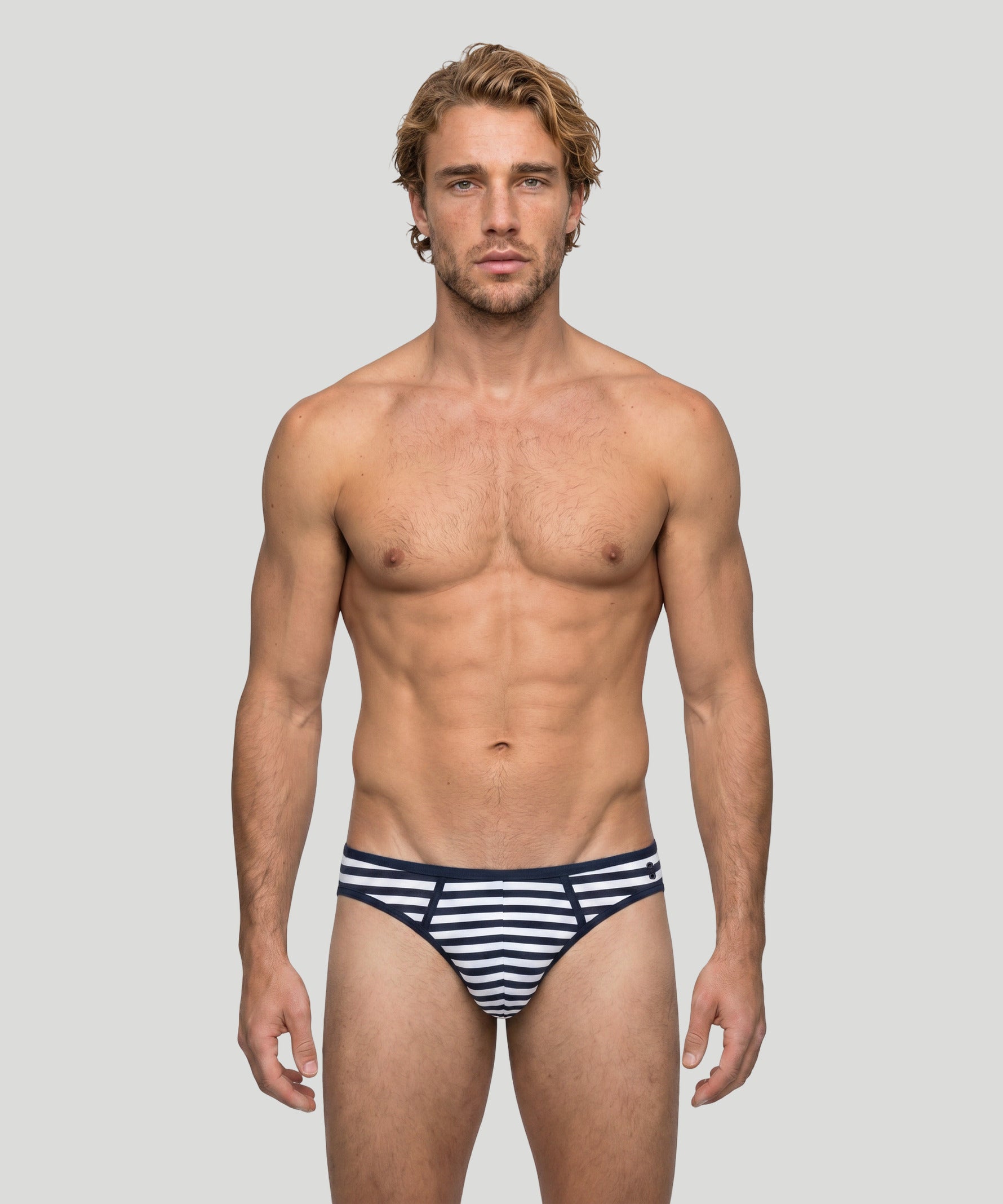 Slim Y-Front Briefs: Navy/White
