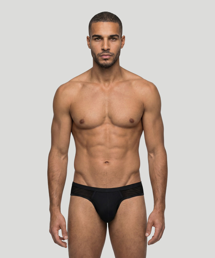 Mesh Slim Y-Front Briefs: Black