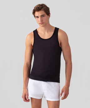 Cotton Mesh Tank Top: Black