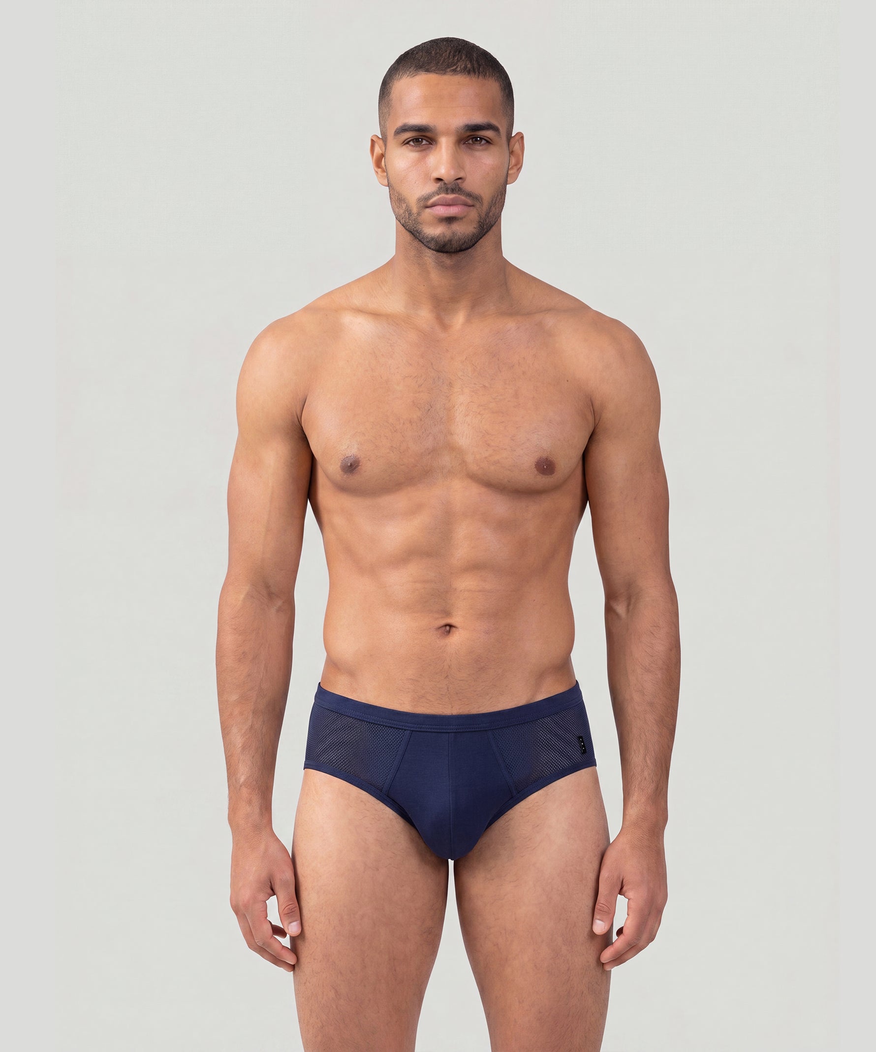 Mesh Y-Front Briefs: Navy