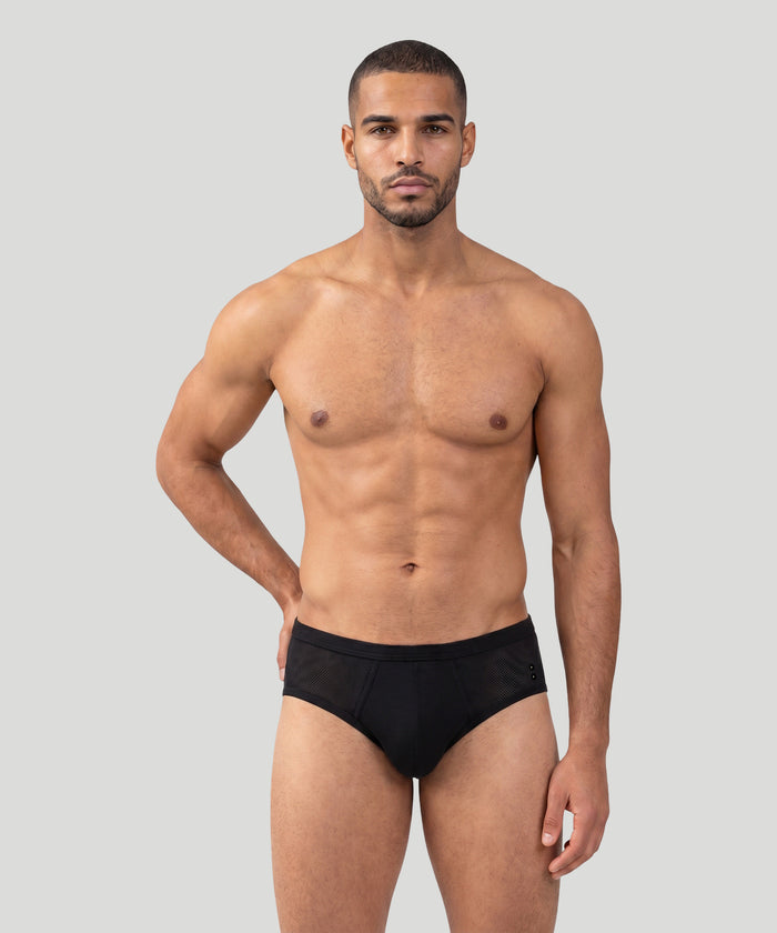 Mesh Y-Front Briefs: Black
