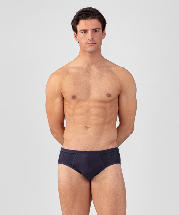 Mesh Y-Front Briefs: Navy